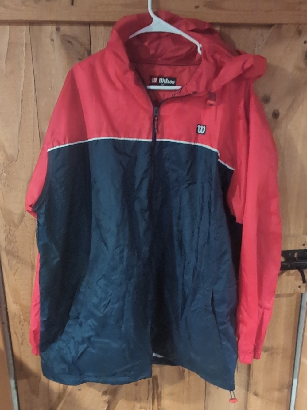 Wilson Red and Navy Hooded Pullover Windbreaker